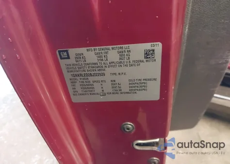 2011 Chevrolet Traverse Ltz from USA, damaged, VIN 1GNKRLED2BJ322929